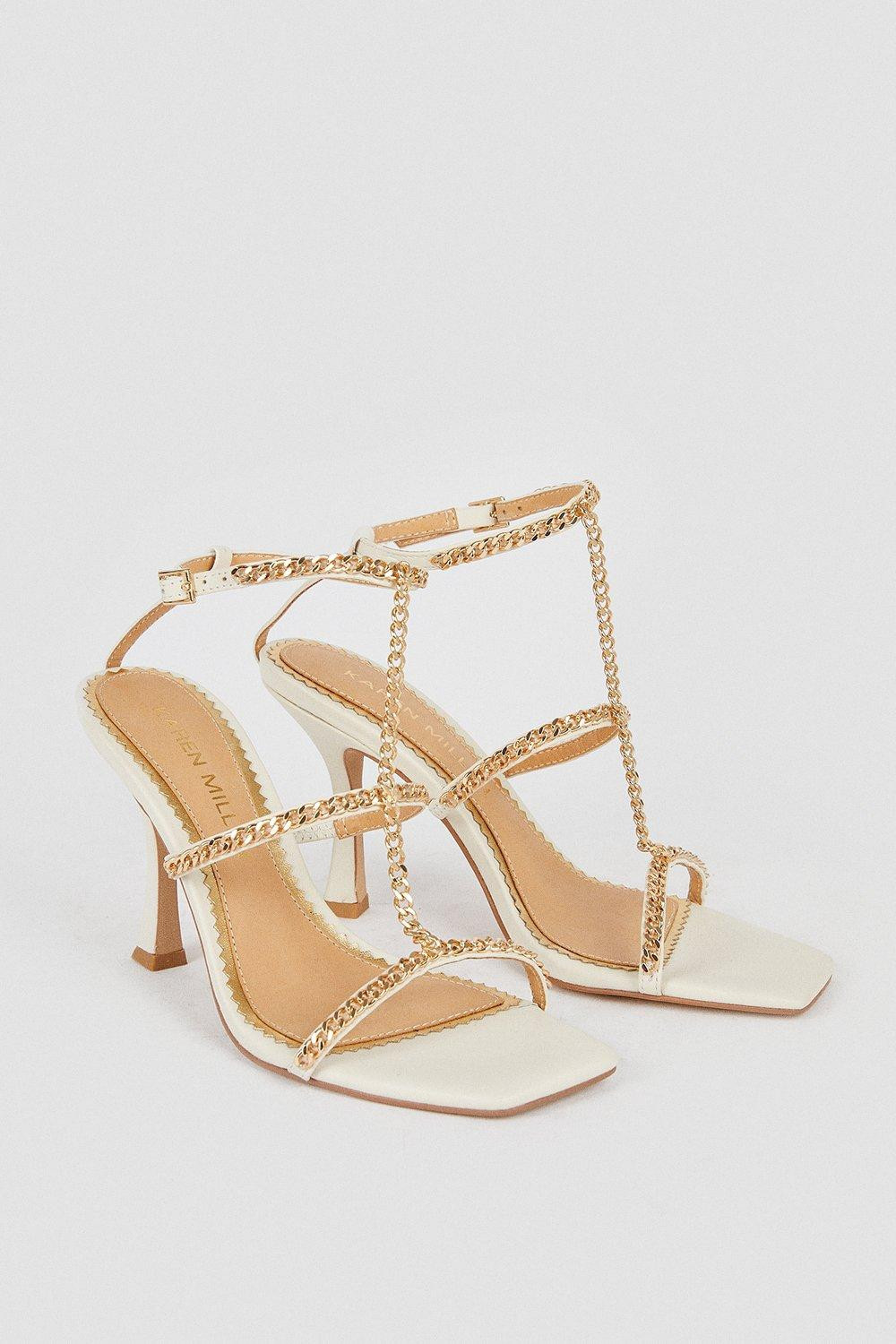 Leather Chain Detail Low Heel | Karen Millen US