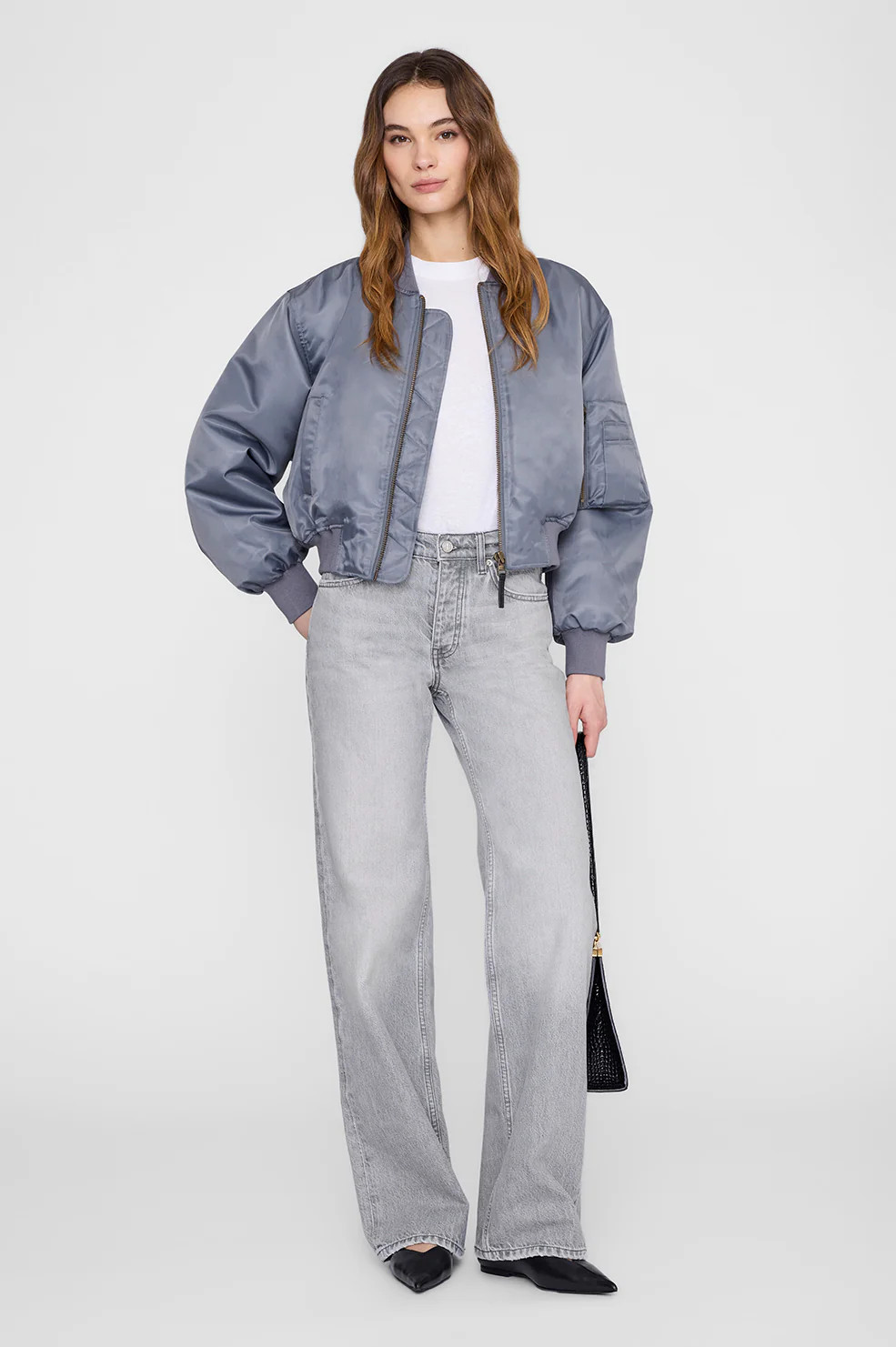 Cropped Leon Bomber - Dark Grey | Anine Bing