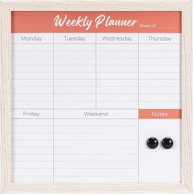 EXYGLO Weekly Calendar Planner Board for Wall, Peach Pink Magnetic Dry Erase Whiteboard with Rust... | Amazon (US)