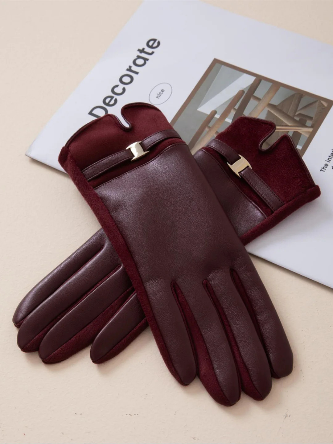 PU Leather Warm Gloves | Commense