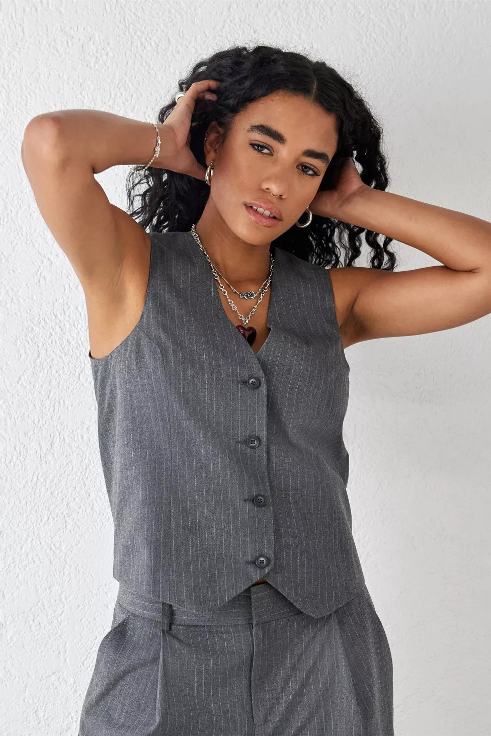 Light Before Dark Pinstripe Suit Vest | Urban Outfitters (US and RoW)