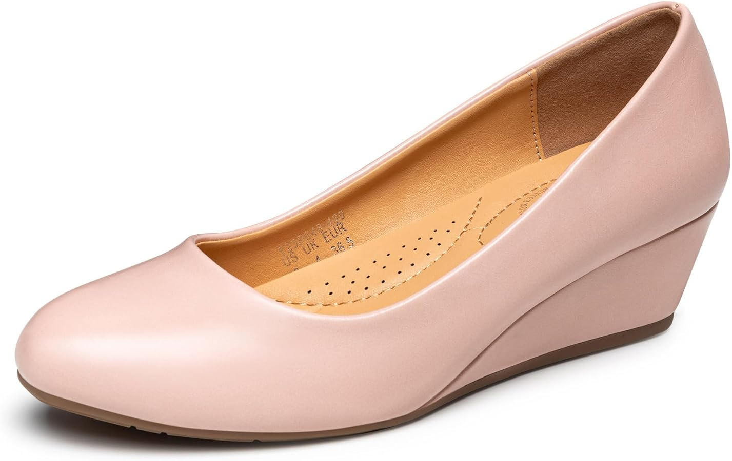 Trary Women's Wedges Heels for Women Pumps Round Toe Mid Heels Comfortable Closed Toe Dressy Shoe... | Amazon (US)