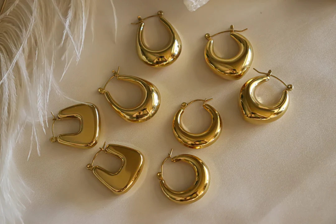 Hoop Earrings, Thick Hoop Earrings, Chunky Gold Hoops, Drop Earring, Thick Gold Hoops, Chunky Gol... | Etsy (US)