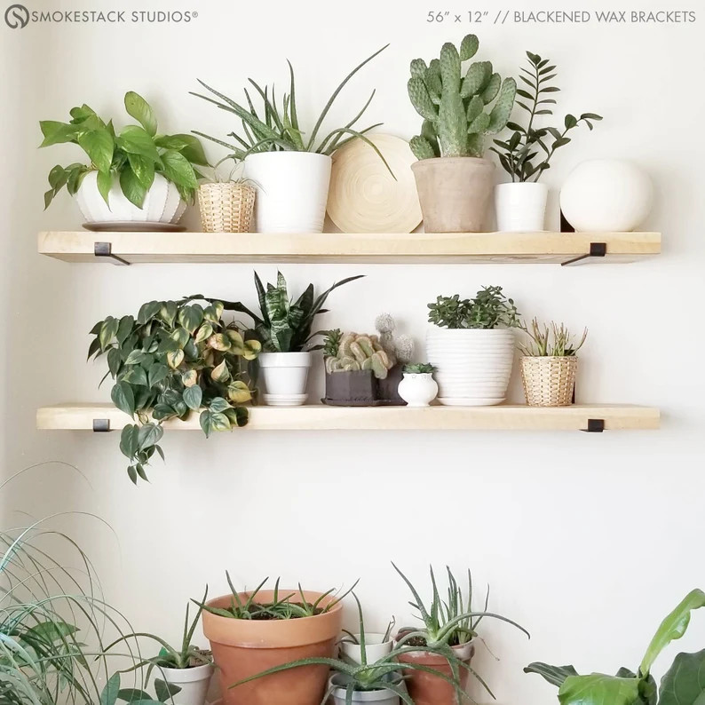 Shelves with Brackets  2 thick shelf  modern metal | Etsy | Etsy (US)