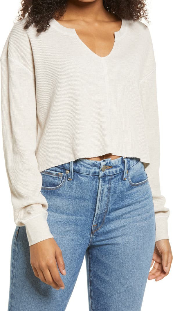 Split Neck Thermal Crop Top | Nordstrom | Nordstrom