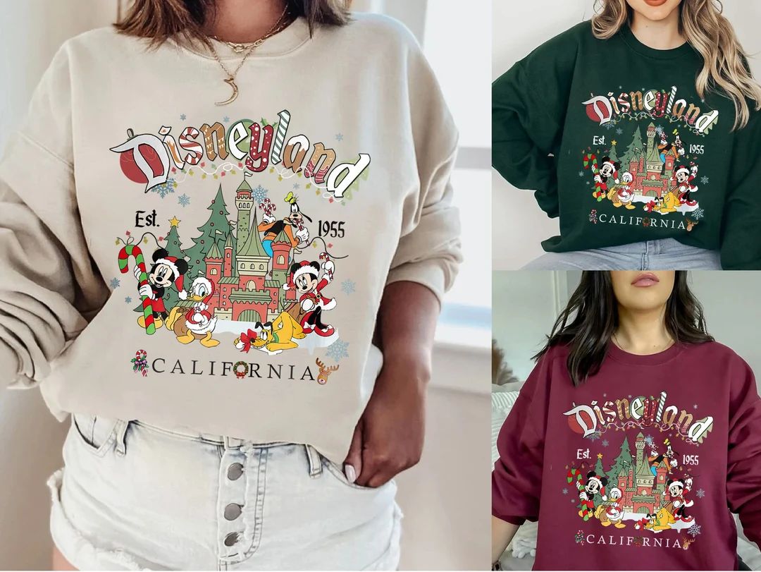 Vintage Disneyland Christmas Sweatshirt Mickey and Friends - Etsy | Etsy (US)