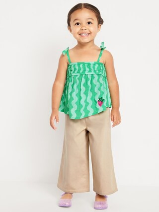 Printed Sleeveless Embroidered Top and Wide-Leg Pants Set for Toddler Girls | Old Navy | Old Navy (US)