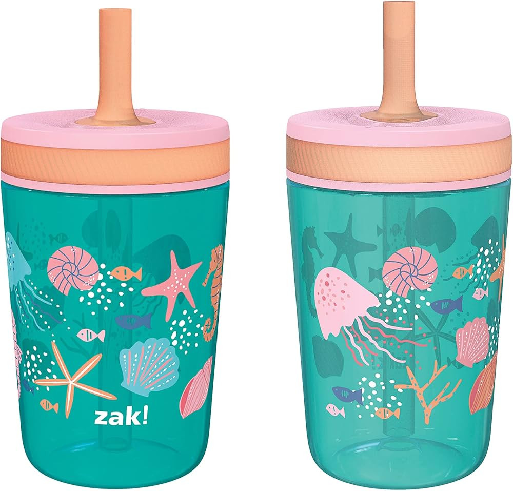 Zak Designs Kelso 15 oz Tumbler Set, (Shells) Non-BPA Leak-Proof Screw-On Lid with Straw Made of ... | Amazon (US)