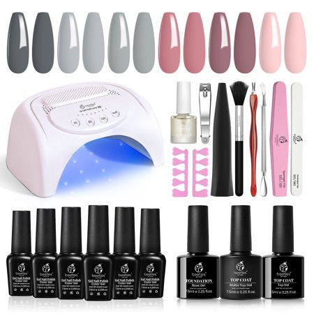 Beetles Gel Nail Polish Kit with UV Light 48W LED Nail Lamp 6 Colors Nude Gray Pink Gel Polish Start | Walmart (US)