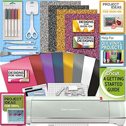 Cricut Explore Air 2 Machine Bundle Iron On Vinyl Pack Tools Pen Design Beginner Guide | Amazon (US)