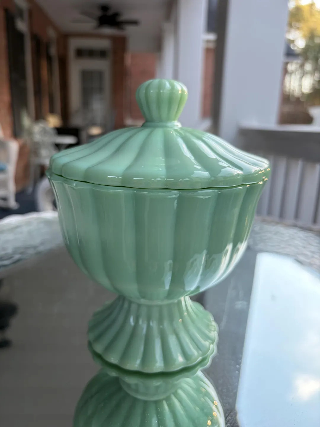 Awesome Pioneer Woman Jadeite Covered Pedestal Candy Bowl | Etsy (US)