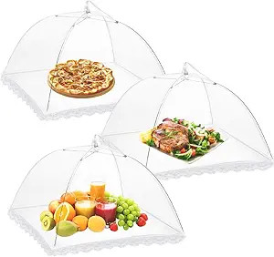 Onarway 3 Pack Food Covers 14 Inch Pop-Up Encrypted Mesh Plate Serving Tents, Fine Net Screen Umb... | Amazon (US)