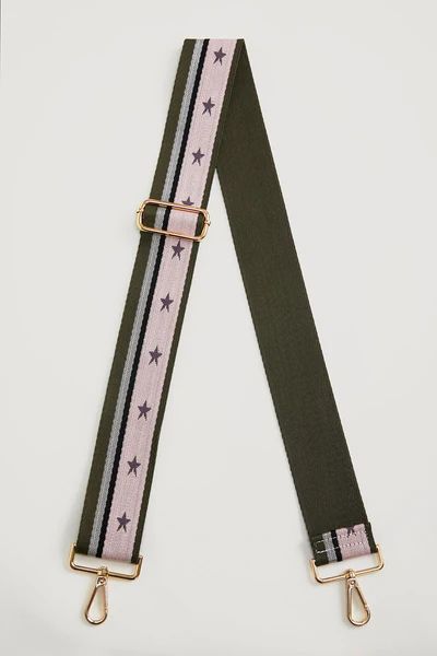 Olive/Pink Stripe and Stars Bag Strap | Social Threads
