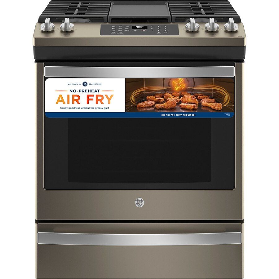 GE 30-in 5 Burners 5.6-cu ft Self-Cleaning Air Fry Convection Oven Slide-In Gas Range (Slate) Low... | Lowe's