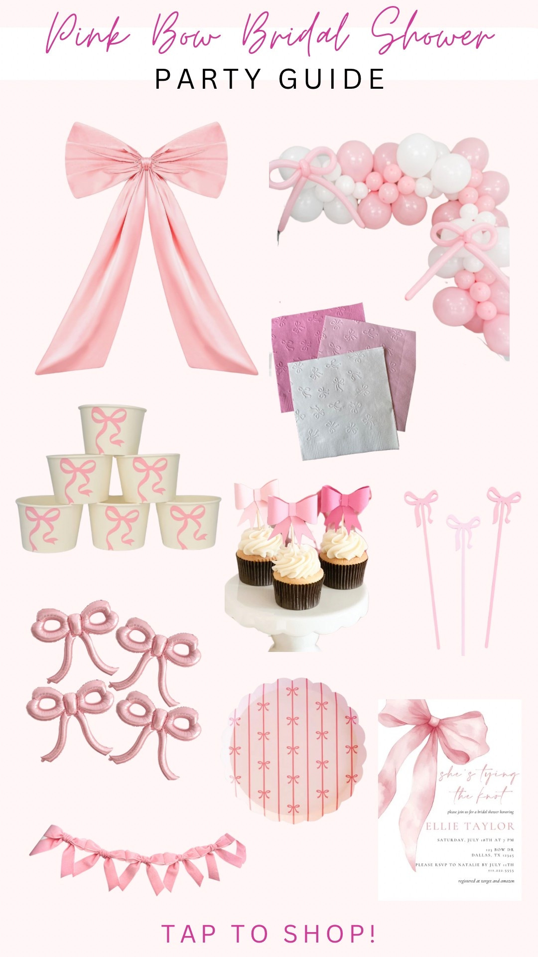 Pink Bow Bridal Shower Party Guide/Decor! #pinkbowbridalshower #girlybridalshower #pinkbowpartydecor #pinkbowparty #coquettepinkbow #etsypartydecor #amazonpartydecor 

#LTKStyleTip #LTKParties #LTKWedding