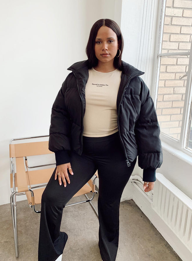 Abe Puffer Jacket Black Eco Curve | Princess Polly US