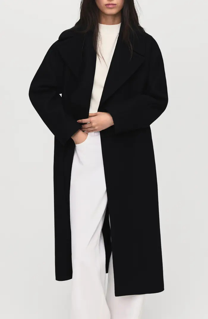 MANGO Belted Wool Blend Coat | Nordstrom | Nordstrom
