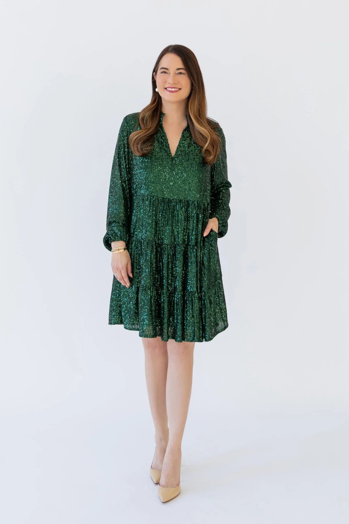 Emerald Sequin Charlotte Dress | Sail to Sable