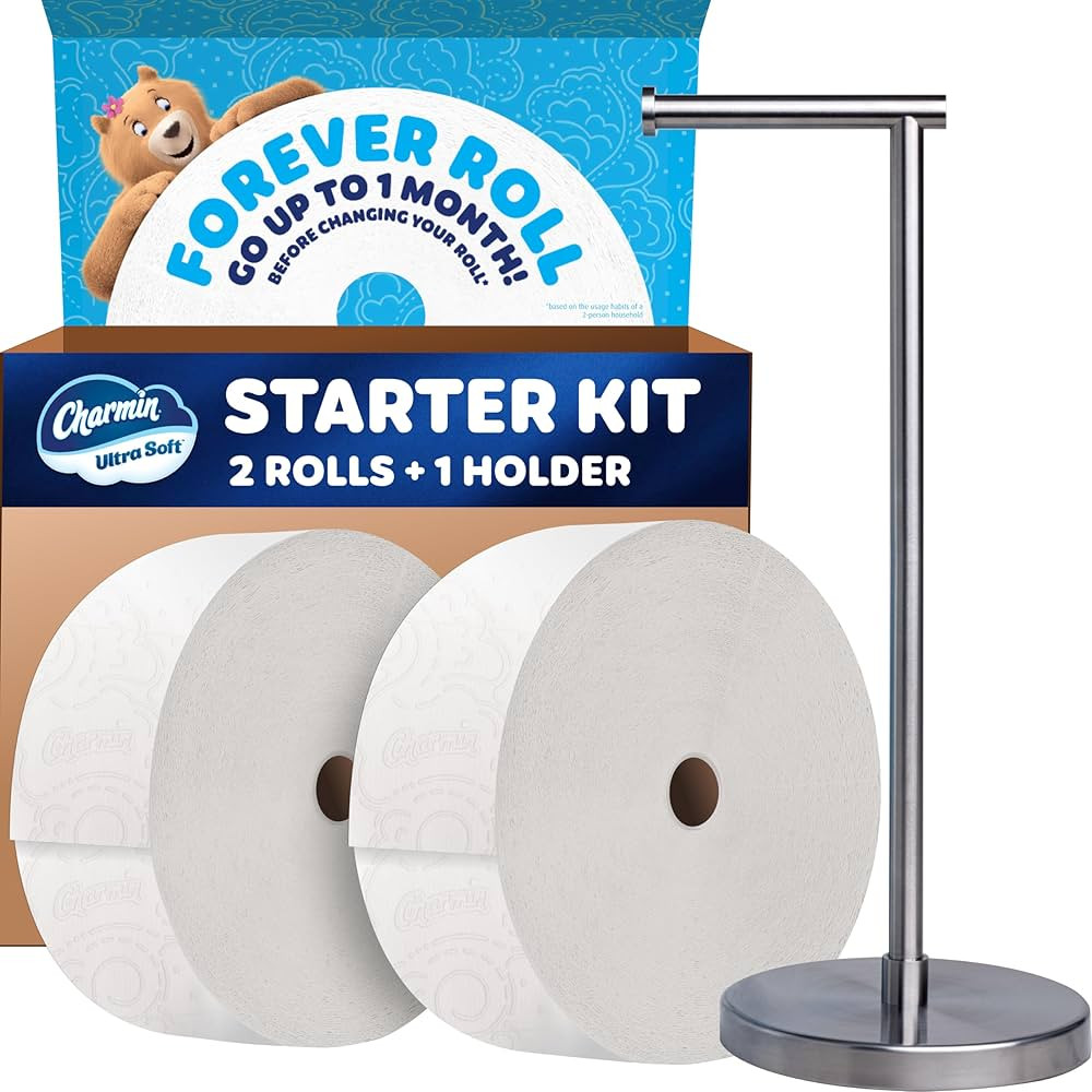 Charmin Toilet Paper Ultra Soft, Forever Roll Starter Kit, 1 Holder, 2 Rolls, 2-ply Bath Tissue | Amazon (US)