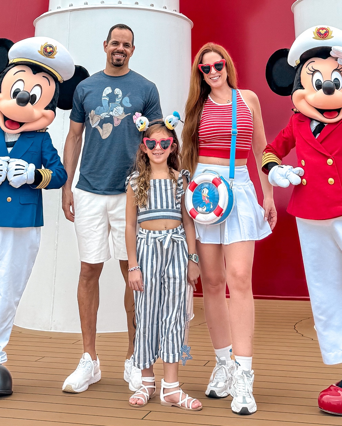 Outfits for boarding a Disney cruise. Went with the sailor blue and red look to match with the ship and Captain Minnie and Mickey. The Donald and Daisy ears are from Disney, but I found an option that could work. Also my earrings and sneakers are older and not available but I found similar options that’ll go with the look  

#LTKKids #LTKStyleTip #LTKTravel