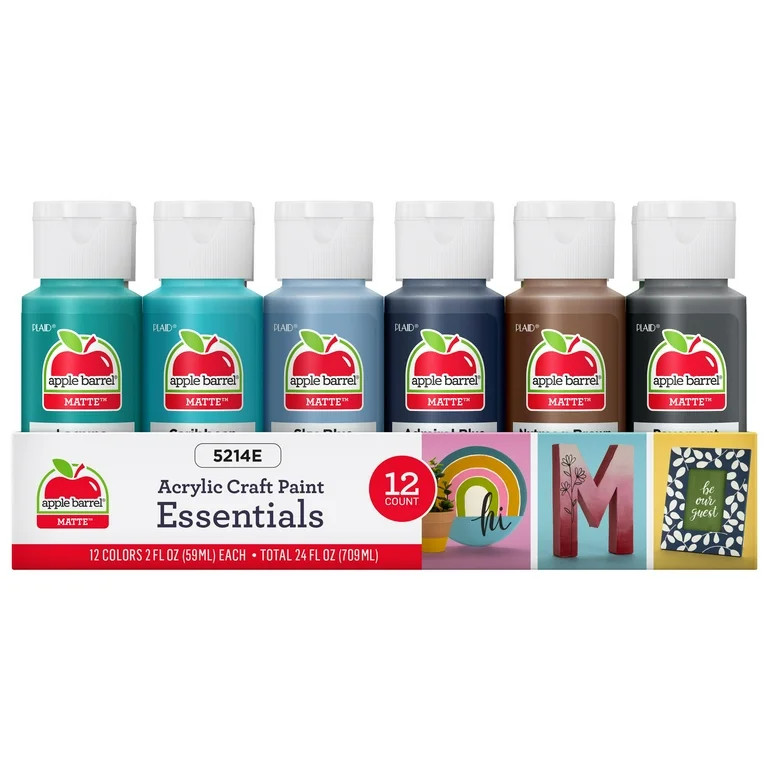 Apple Barrel Acrylic Craft Paint, Matte Finish, Essentials, 2 fl oz, 12 Pc | Walmart (US)