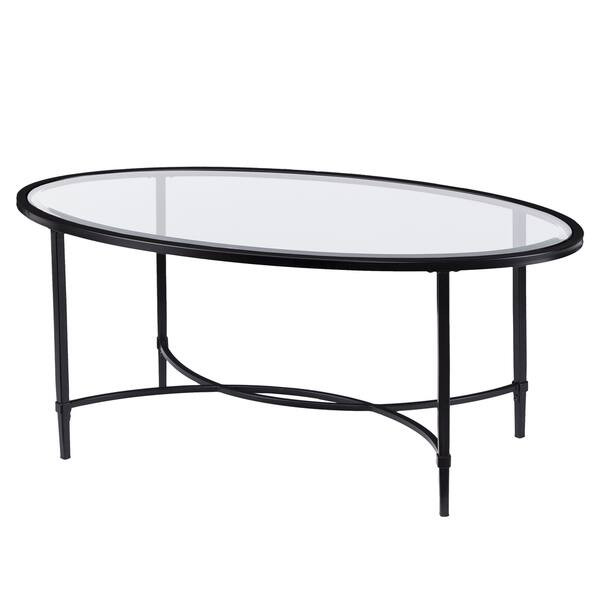SEI Furniture Quaker Metal/Glass Oval Cocktail Table - Black - On Sale - Overstock - 15627907 | Bed Bath & Beyond