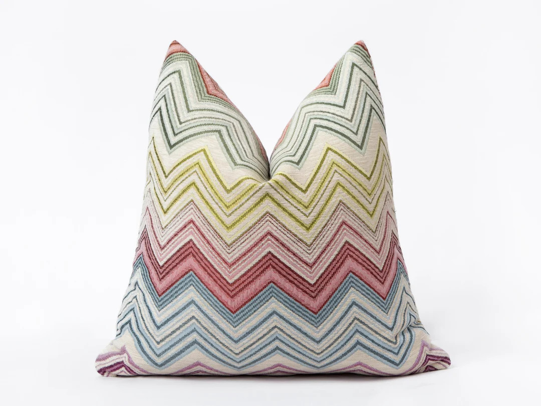 Colorful Chevron Pillow Cover, Colorful Euro Sham Cover, Chevron Throw Pillow, Textured Soft Zigz... | Etsy (US)