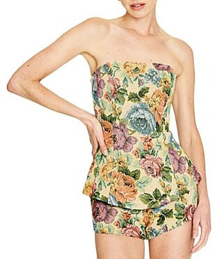 Line and Dot Cambria Floral Printed Strapless Peplum Coordinating Top - L | Dillard's