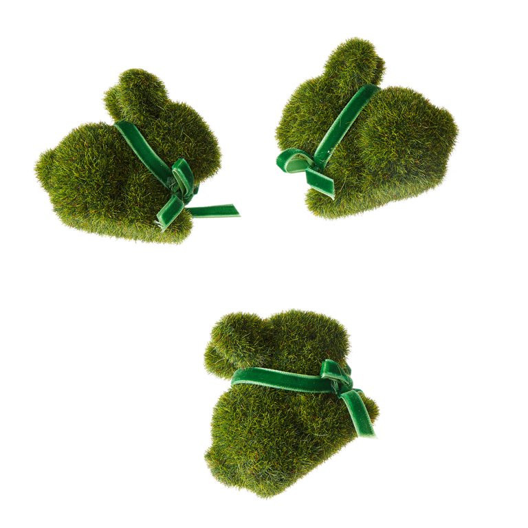 Easter Green Flocked Bunny Decor, 6 Count, by Way To Celebrate - Walmart.com | Walmart (US)