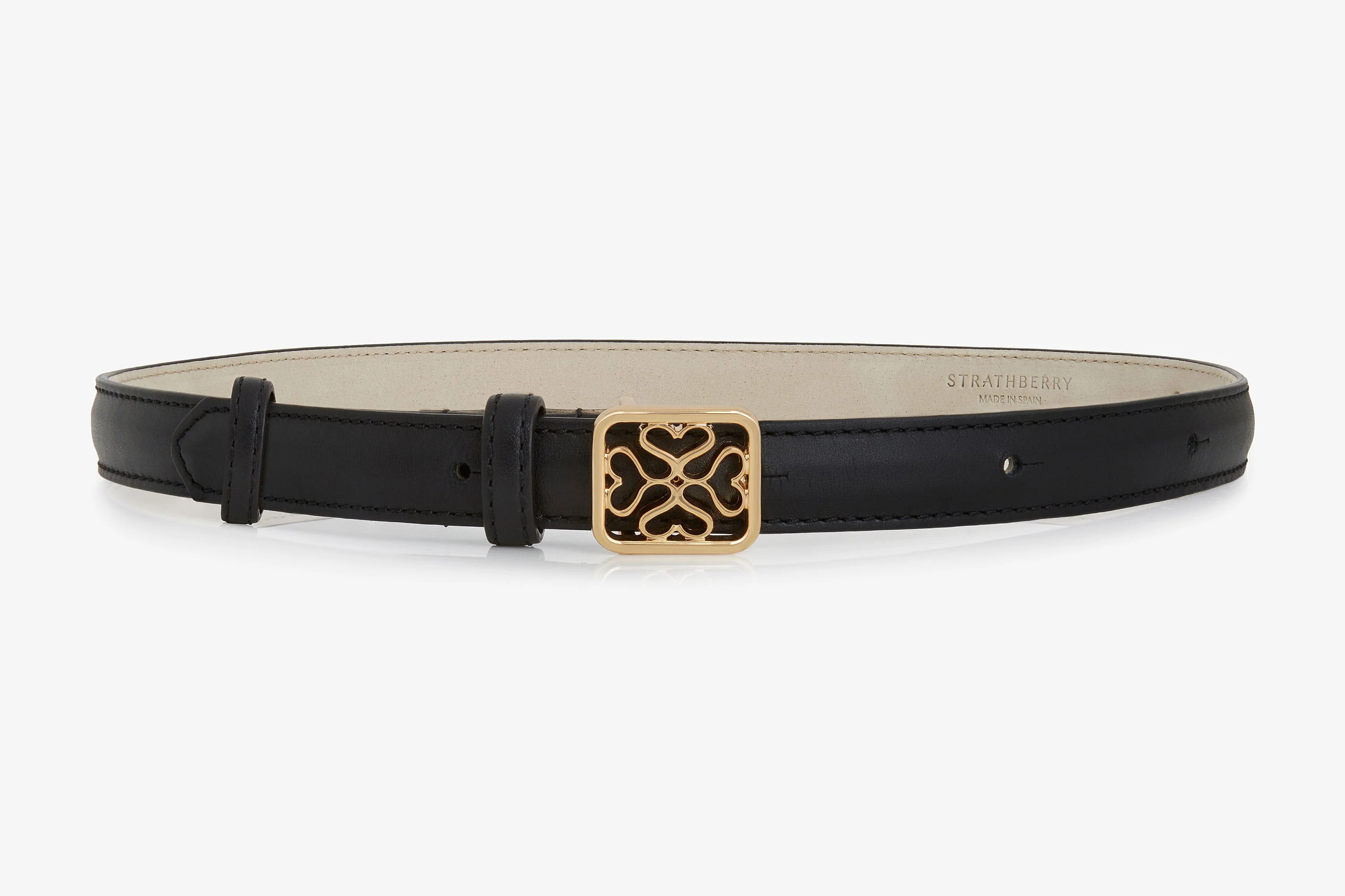 Strathberry Monogram Thin Buckle Belt - Black | Strathberry