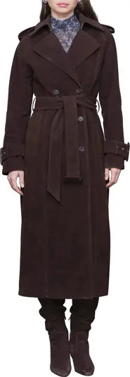 Double Breasted Faux Suede Trench Coat | Nordstrom