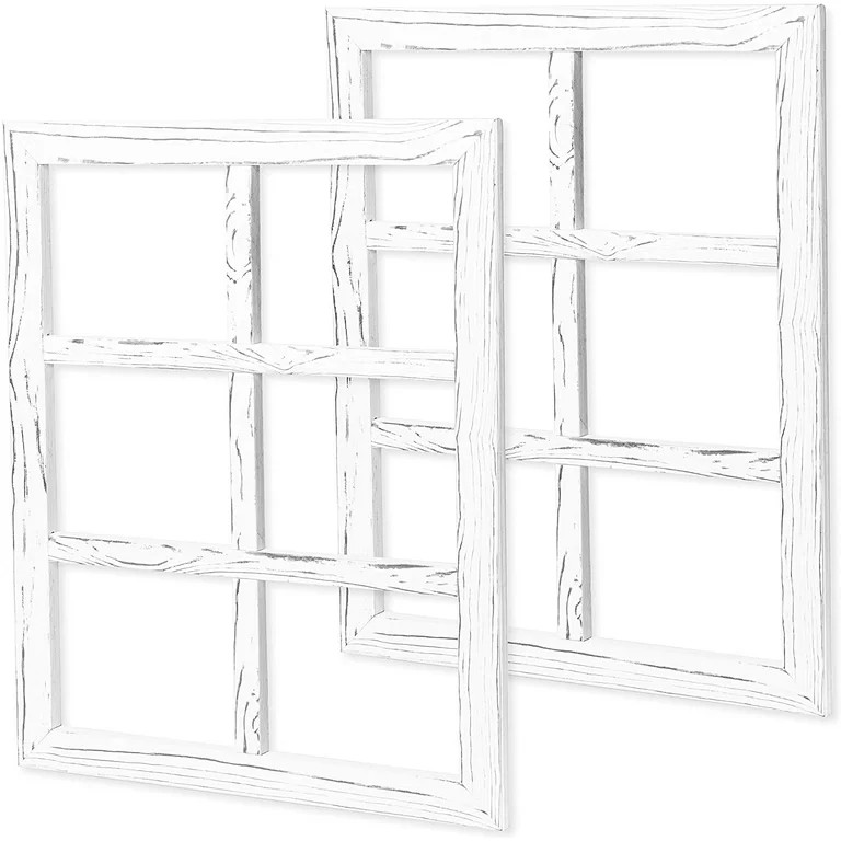 Ilyapa Window Frame Wall Decor 2 Pack - Large 18x22 Inch Rustic White Wood Window 6 Pane Country ... | Walmart (US)