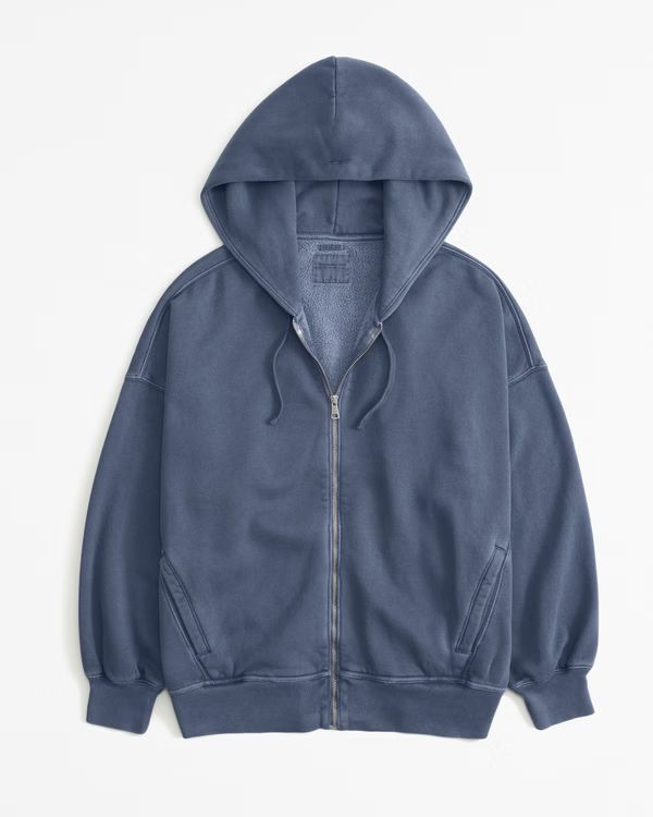 Essential Oversized Hooded Full-Zip | Abercrombie & Fitch (US)