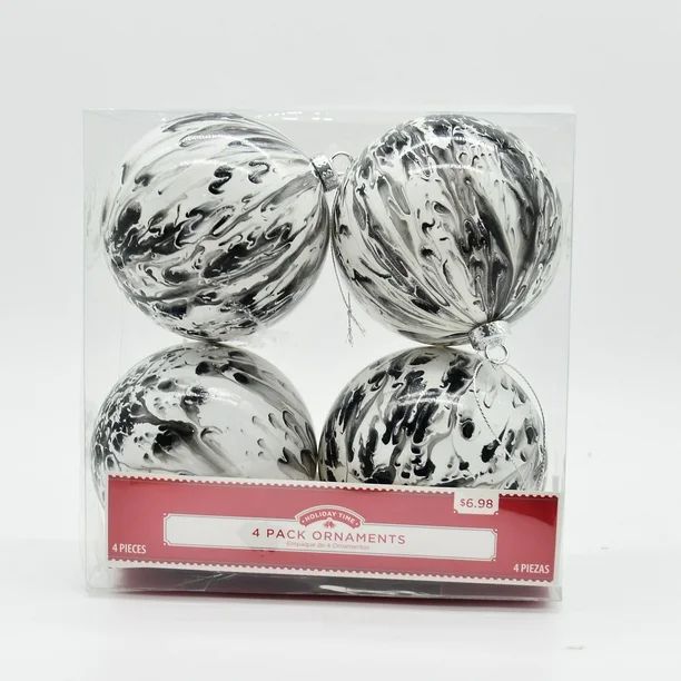 Holiday Time Marble Finish Christmas Ornaments, 4 Count | Walmart (US)