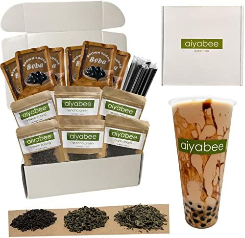 Aiyabee Milk Tea Boba Kit | Instant Brown Sugar Boba | Premium Loose Leaf Tea (Assam Black, Taiwa... | Amazon (US)