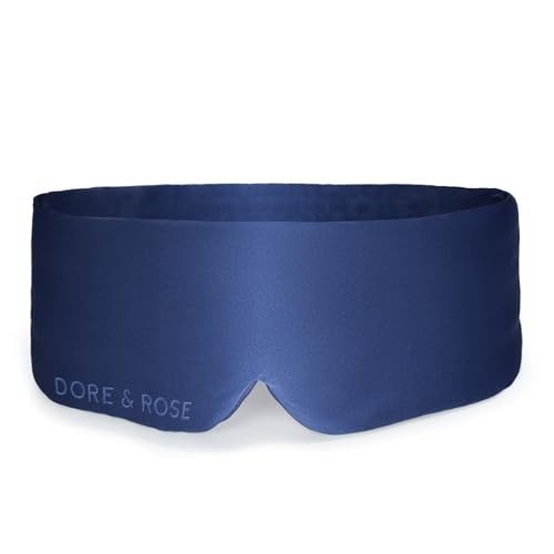 Dore & Rose Deep Sleep Mask Light Blocking, 23 Momme Mulberry Silk Eye Mask, Ultra Soft, Adjustable - Travel Sleeping Mask for Men & Women - Dark Blue | Amazon (US)