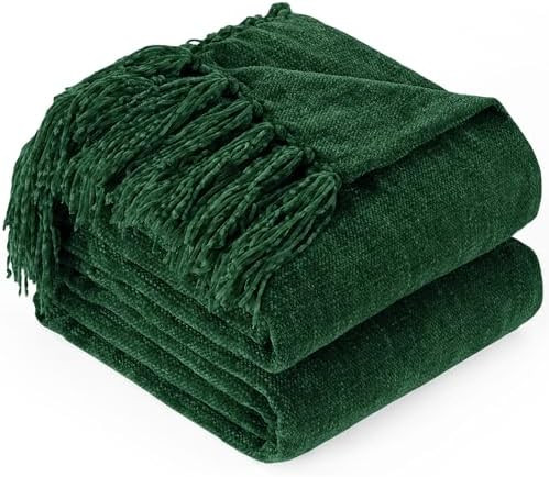 Chenille Throw Blanket for Couch with Tassels,50"X60" Soft Cozy Lightweight Knitted Boho Decorati... | Amazon (US)