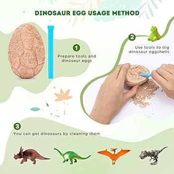 Dig Up Dinosaur Fossil Eggs, Break Open 12 Unique Dinosaur Fossil Eggs and Discover 12 Cute Dinos... | Amazon (US)