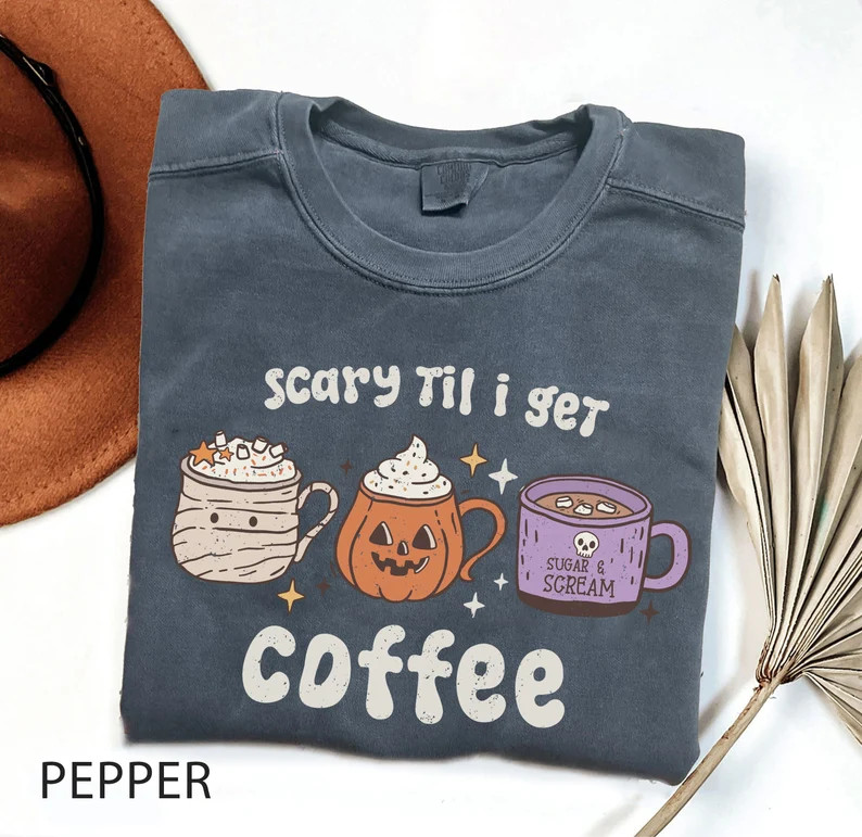 Comfort Colors® Retro Halloween Coffee Shirt Retro Spooky - Etsy | Etsy (US)