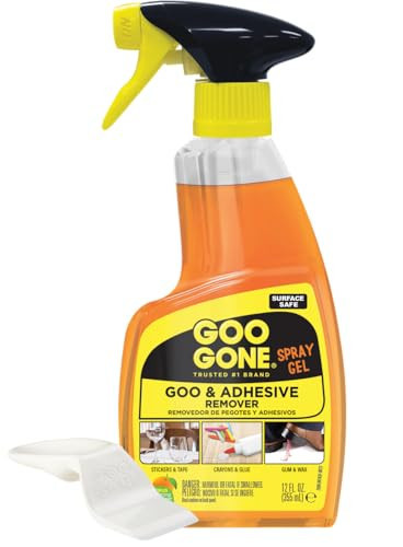Goo Gone Adhesive Remover Spray Gel – Safe Glue and Sticker Remover for Labels, Tape Residue, Grease, Tar, Gum, Crayons, Candle Wax, Tree Sap, & Makeup on Hard Surfaces, Carpets, and Fabrics, 12 oz | Amazon (US)