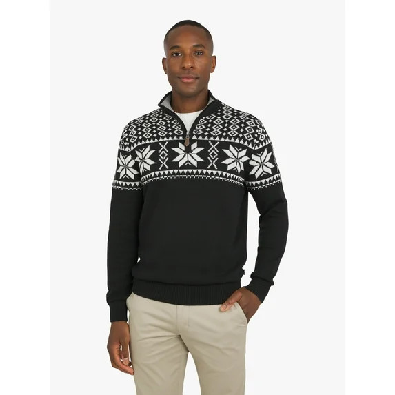 Chaps Men's & Big Men's Holiday Quarter Zip Sweater, Sizes S-3XL | Walmart (US)