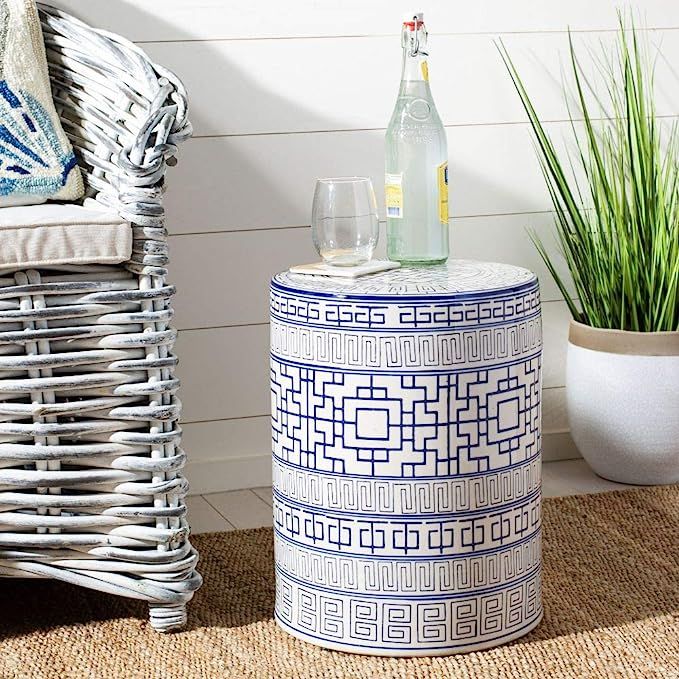 Safavieh ACS4581A Parri Ceramic Decorative Garden Stool, Blue and White | Amazon (US)