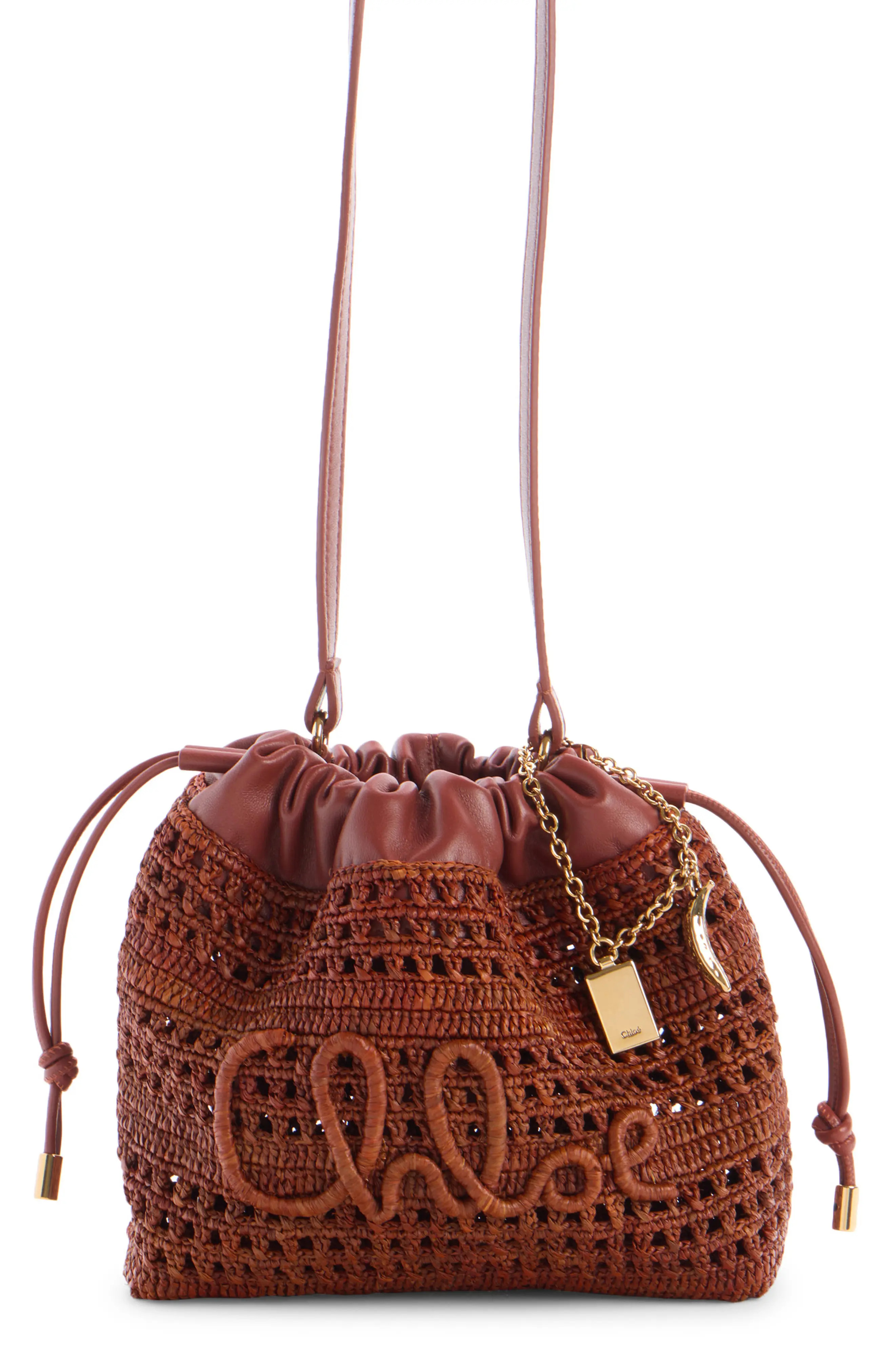 Mini Summer Banana Woven Raffia Drawstring Shoulder Bag (Women) | Nordstrom | Nordstrom