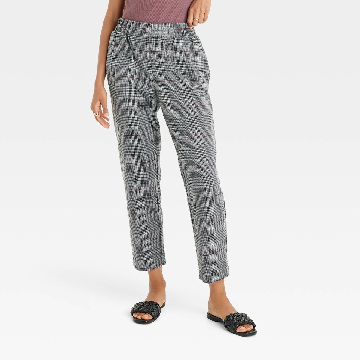 Women's High-Rise Slim Straight Fit Ankle Pull-On Pants - A New Day™ Heathered Gray XS | Target