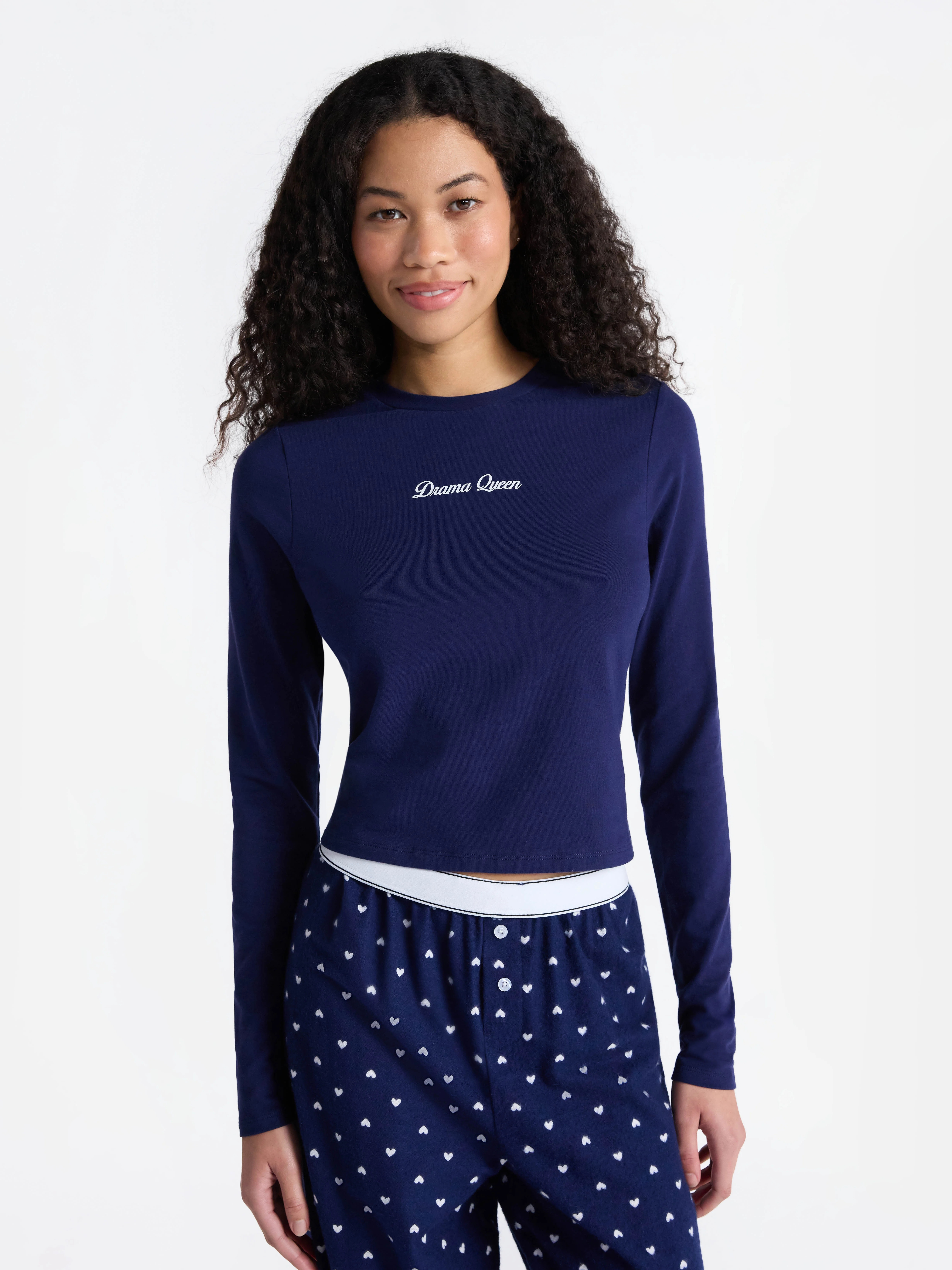 No Boundaries Baby Tee with Long Sleeves, Women’s | Walmart (US)