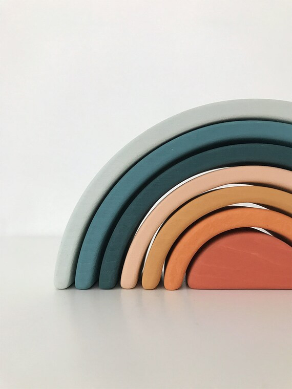 Wooden Rainbow Mini  Arch Stacking Toy  Lagoon | Etsy | Etsy (US)