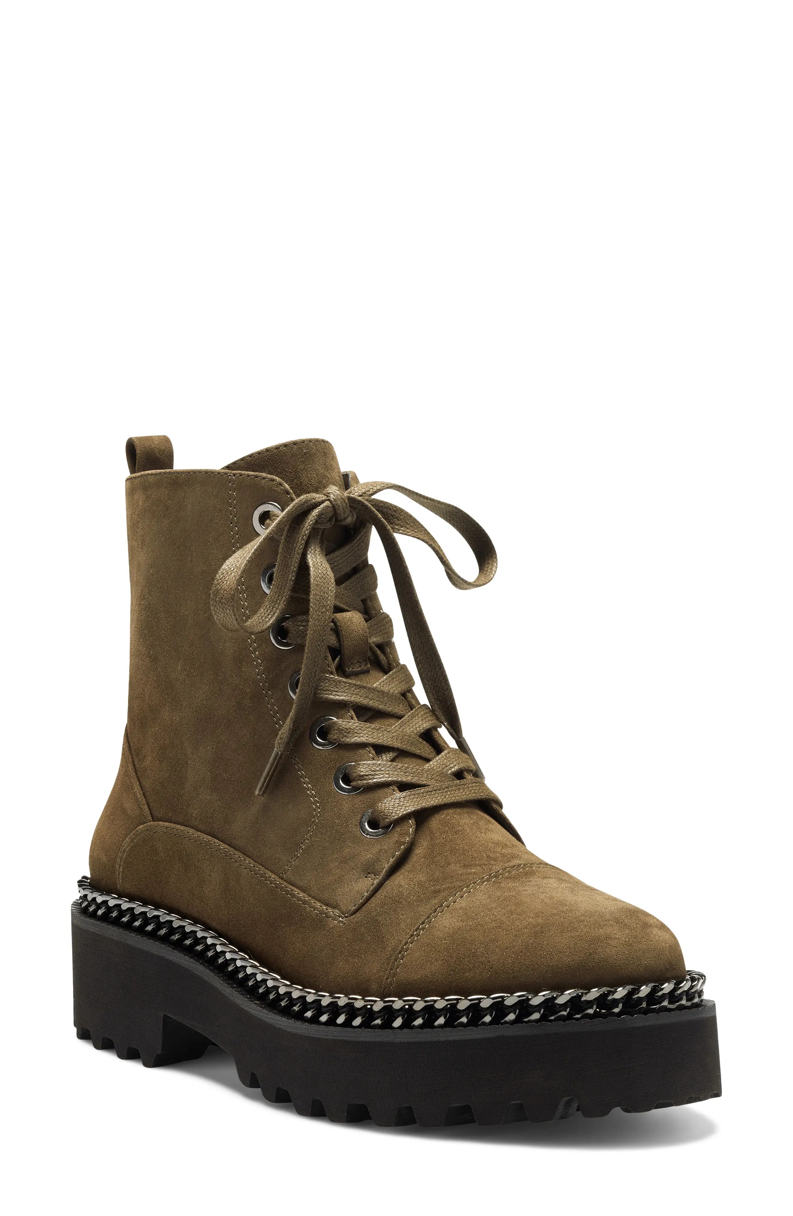 Women's Vince Camuto Mindinta Chain Trim Combat Boot, Size 6.5 M - Green | Nordstrom