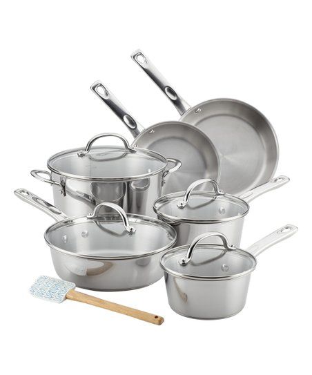 Silver Stainless Steel 11-Piece Cookware Set | Zulily