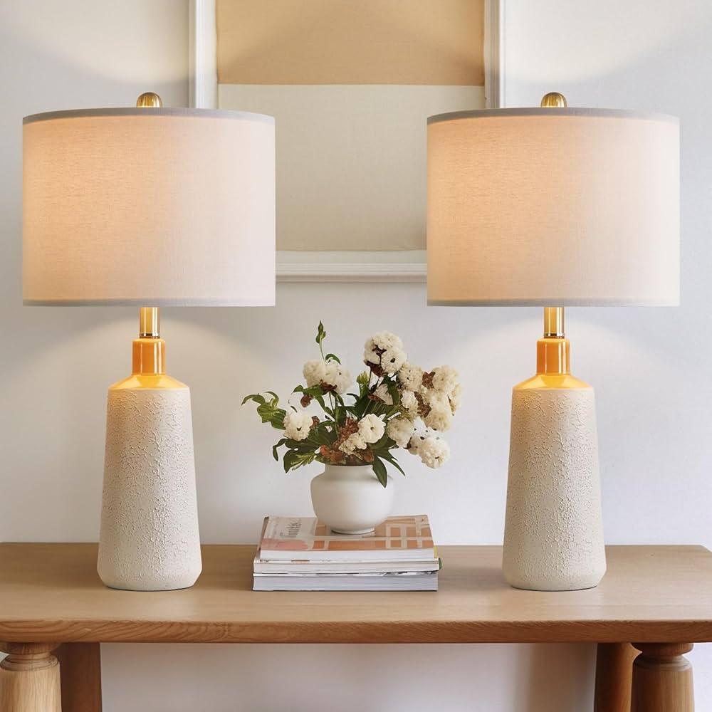OYEARS 23.5" Farmhouse Ceramic Table Lamps Set of 2 for Bedroom Nightstand Lamps for Vintage Trad... | Amazon (US)