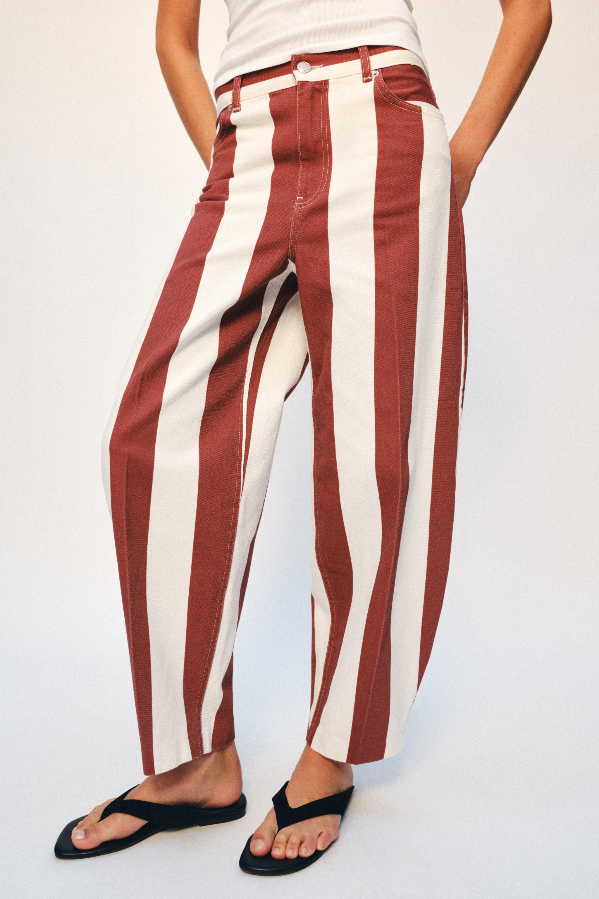 ZW COLLECTION HIGH WAIST STRIPED TAPERED JEANS | Zara US